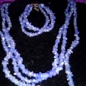 TANZANITE MULTI STRAND BEADED NECKLACE AND BRACELET SET